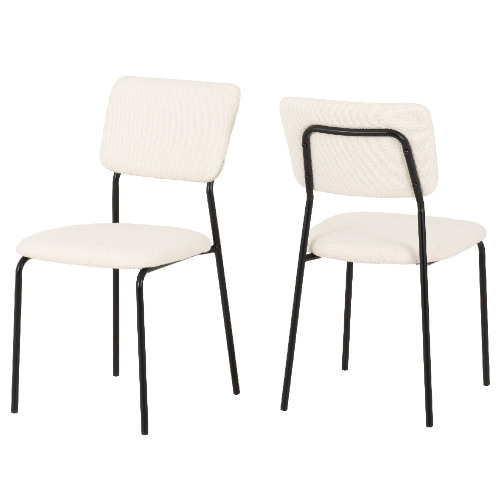 Mequon White Marble Effect Dining Table With 4 Sedona Ivory Chairs