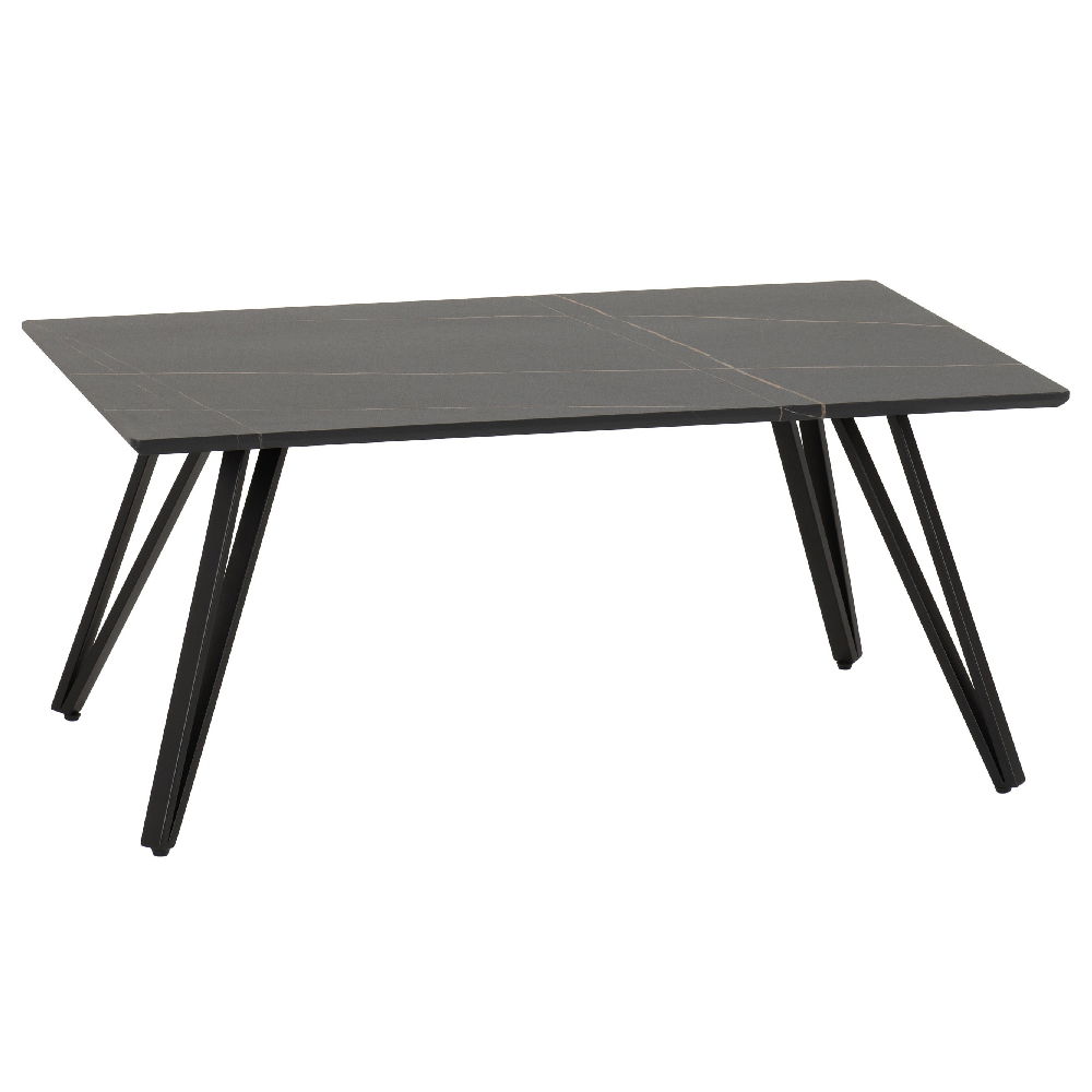 Mequon Wooden Rectangular Coffee Table In Black Marble Effect