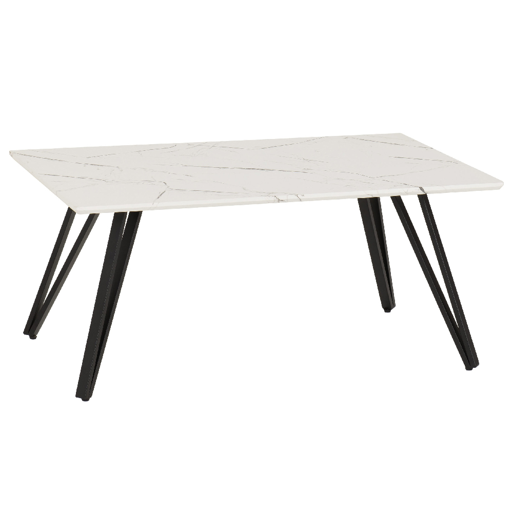 Mequon Wooden Rectangular Coffee Table In White Marble Effect