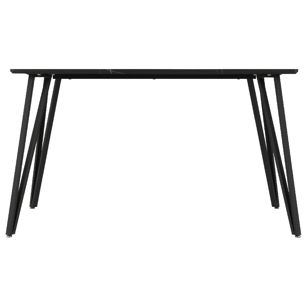 Mequon Wooden Rectangular Dining Table In Black Marble Effect