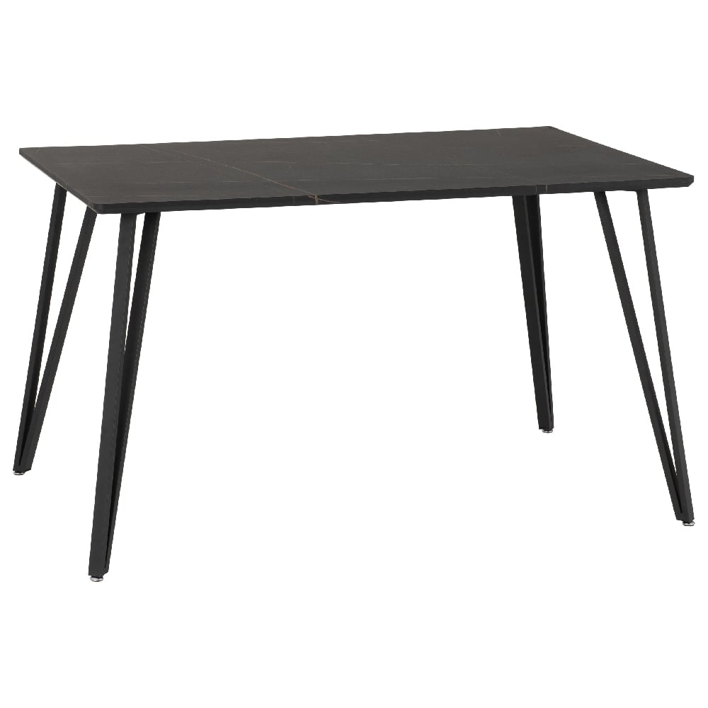 Read more about Mequon wooden rectangular dining table in black marble effect