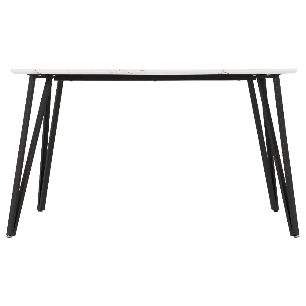 Mequon Wooden Rectangular Dining Table In White Marble Effect