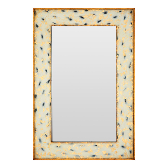 Meral Scratched Antique Effect Wall Mirror In Gold Wooden Frame
