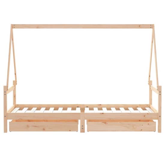Merano Kids Solid Pine Wood Single Bed With Drawers In Natural