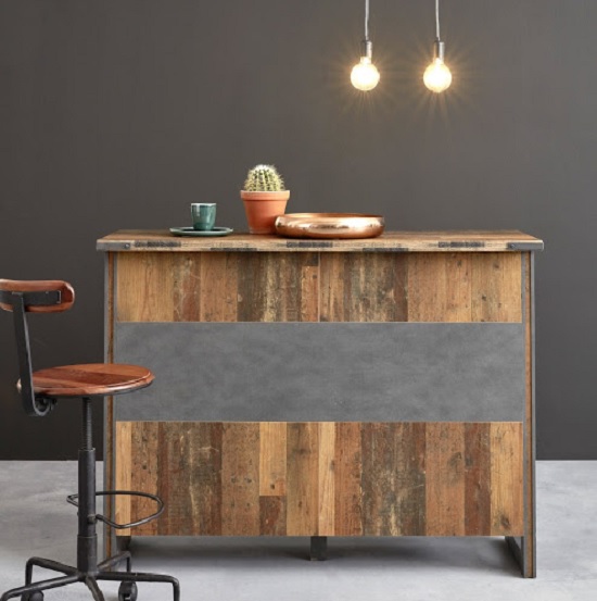 Read more about Merano wooden bar unit in old wood and matera grey