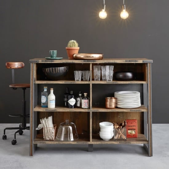 Merano Wooden Bar Unit In Old Wood And Matera Grey_2