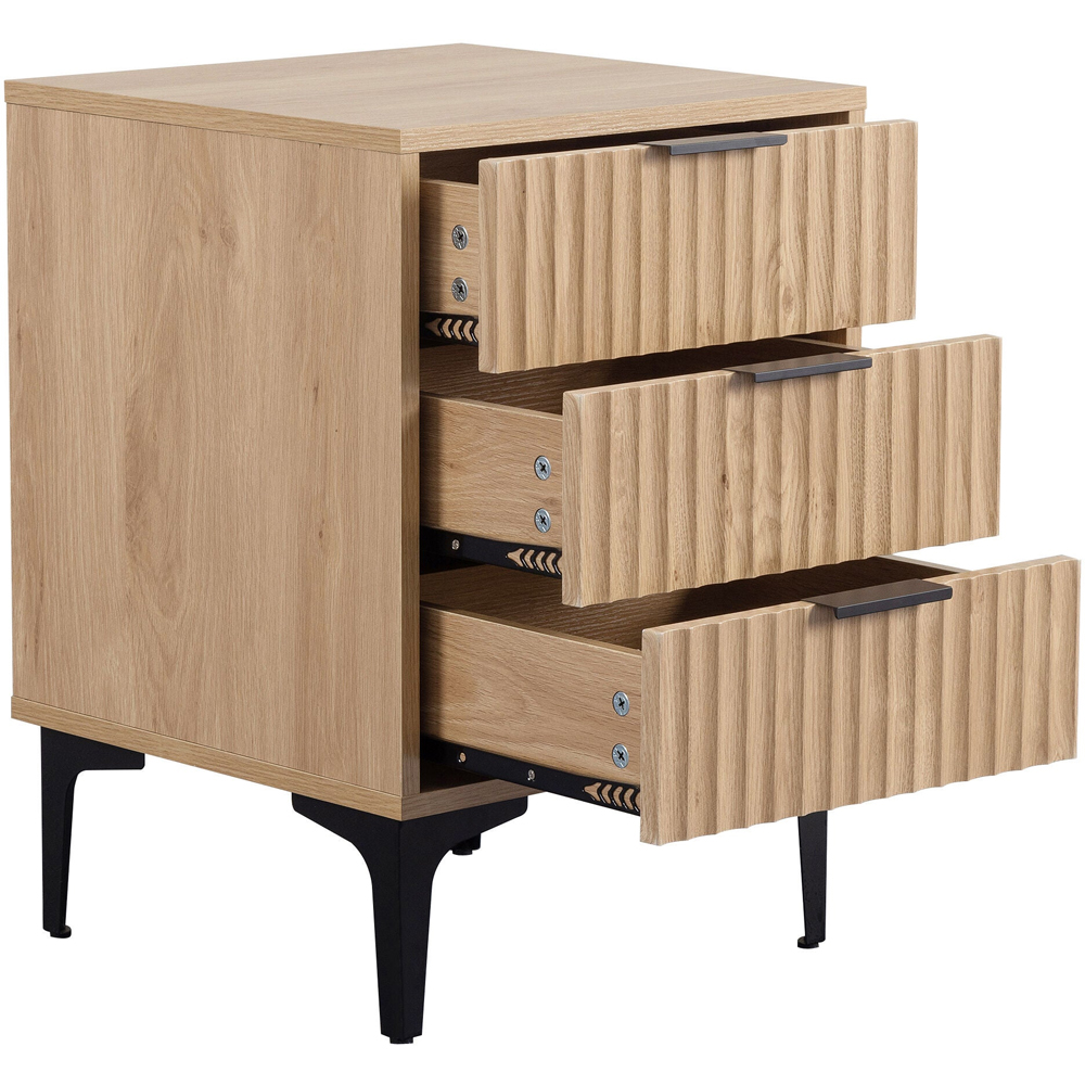 Merano Wooden Bedside Cabinet with 3 Drawers in Oak and Black