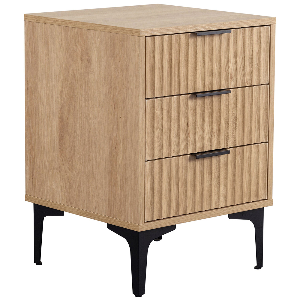 Merano Wooden Bedside Cabinet with 3 Drawers in Oak and Black