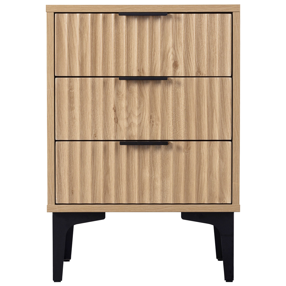 Merano Wooden Bedside Cabinet with 3 Drawers in Oak and Black