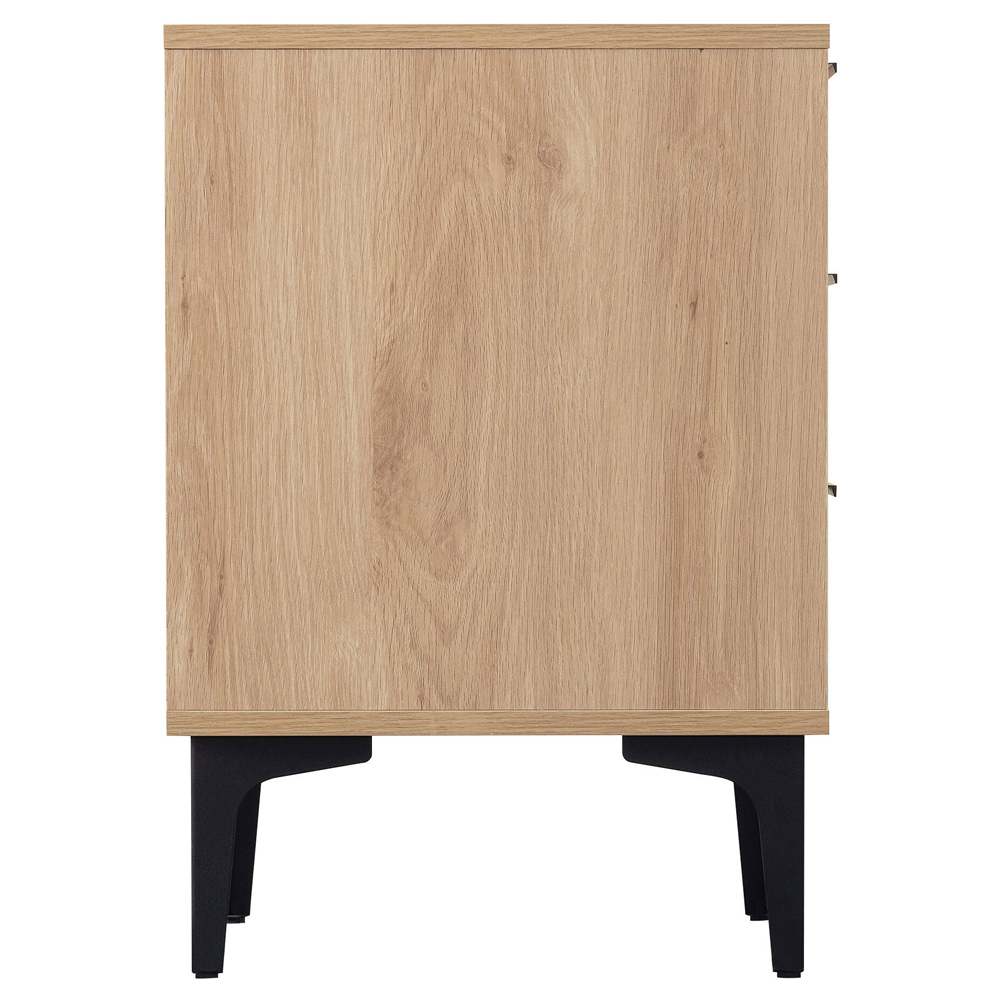 Merano Wooden Bedside Cabinet with 3 Drawers in Oak and Black