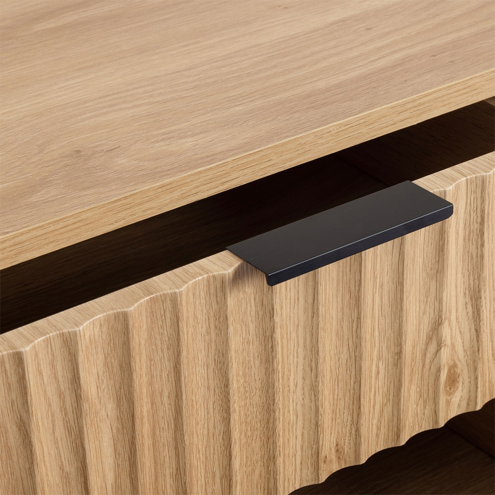 Merano Wooden Bedside Cabinet with 3 Drawers in Oak and Black