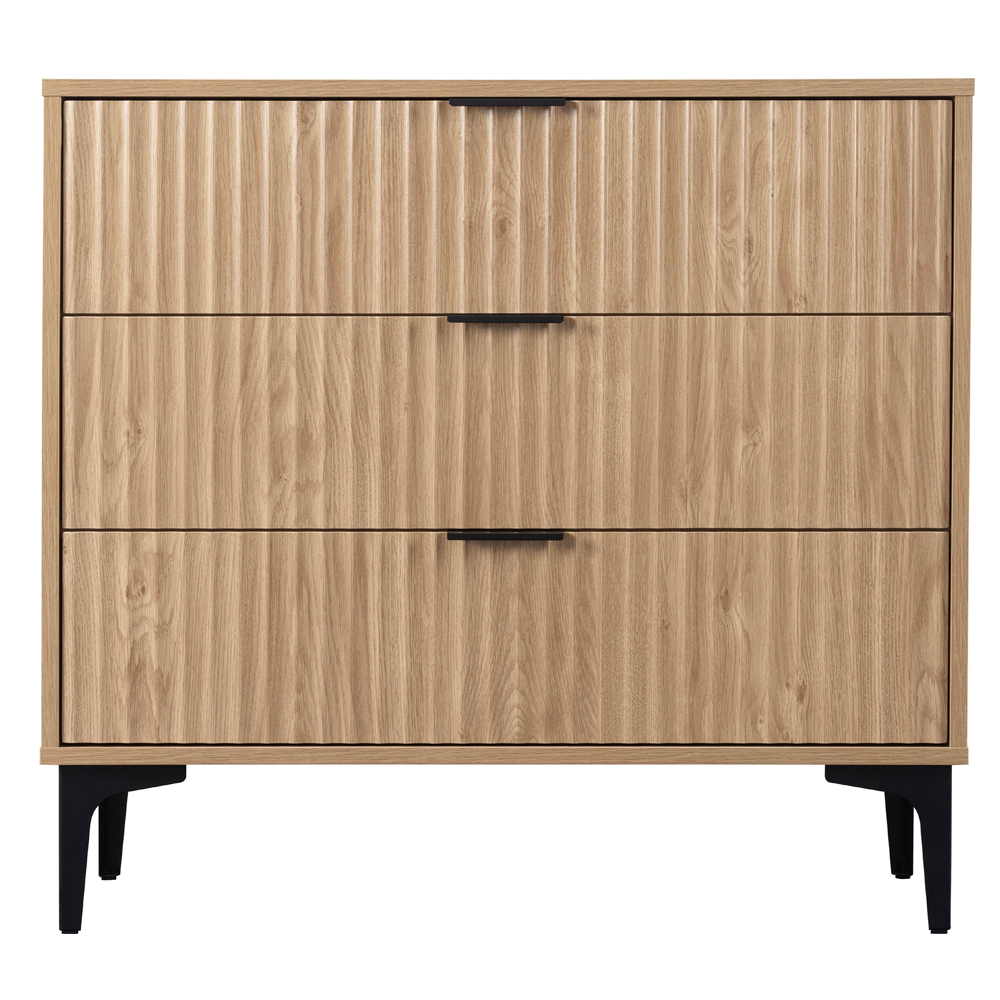 Merano Wooden Chest Of 3 Drawers in Oak and Black