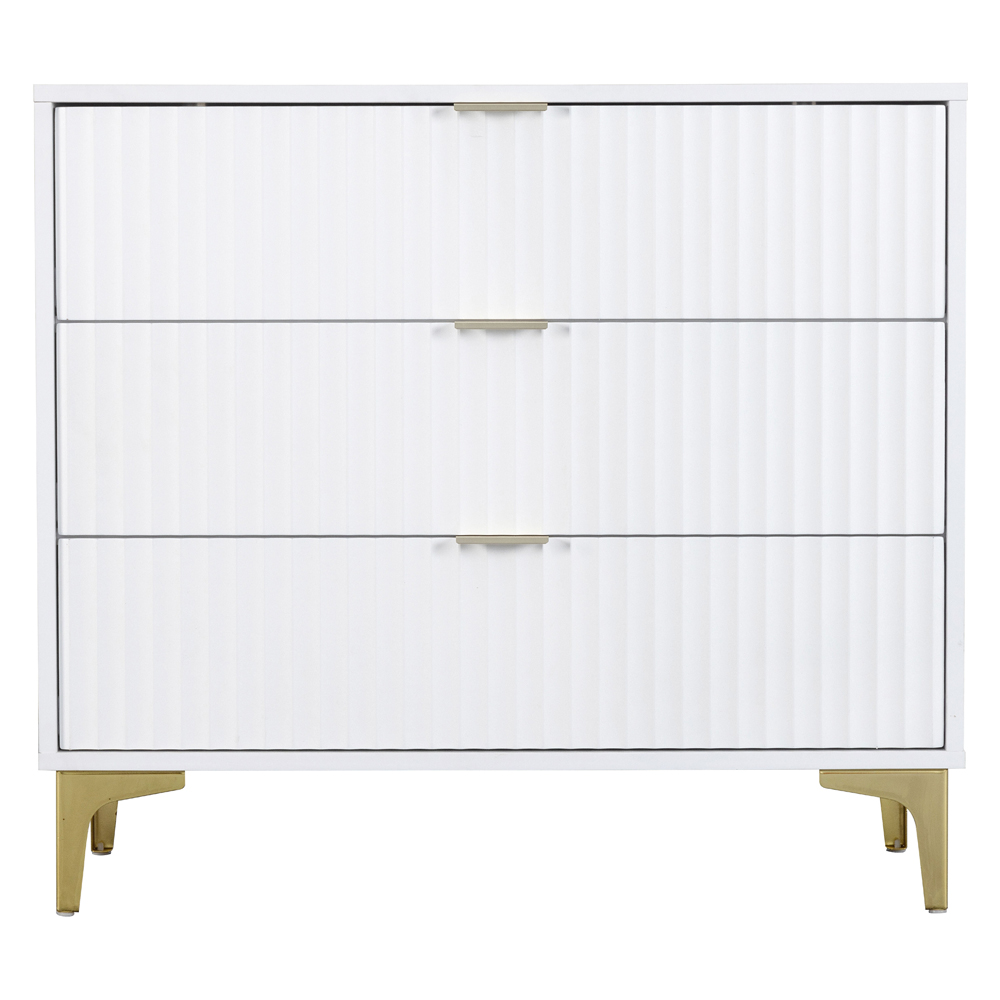 Merano Wooden Chest Of 3 Drawers in White and Gold