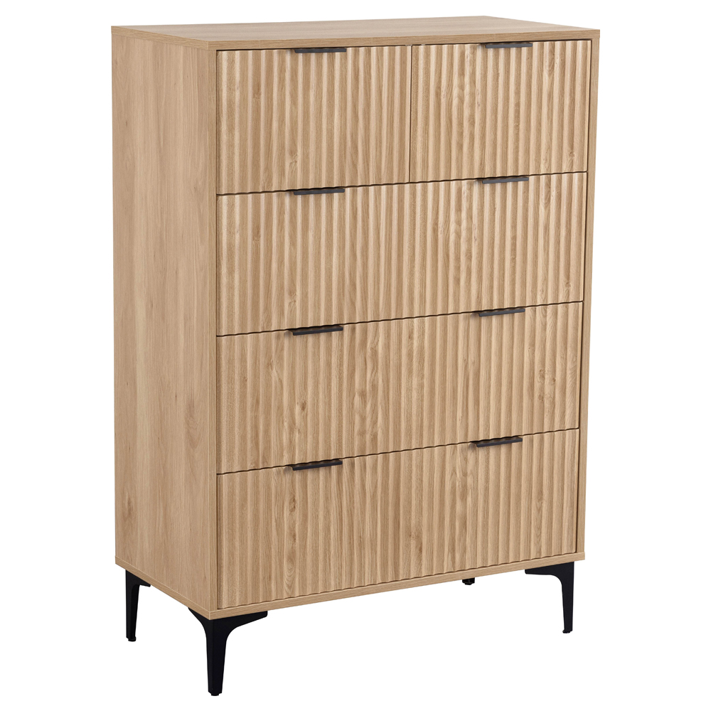 Merano Wooden Chest Of 5 Drawers in Oak and Black