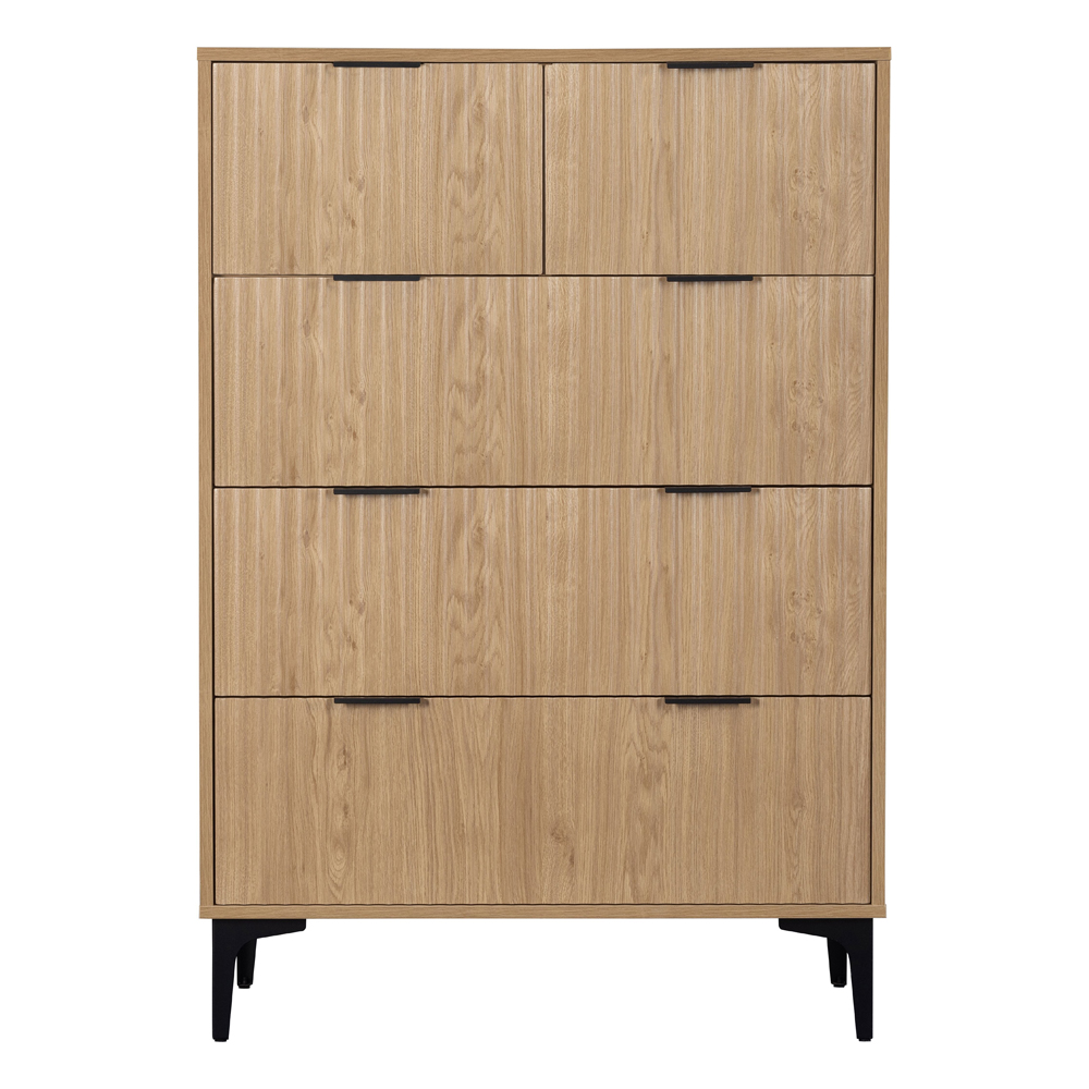 Merano Wooden Chest Of 5 Drawers in Oak and Black