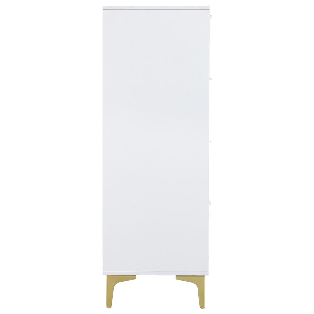 Merano Wooden Chest Of 5 Drawers in White and Gold