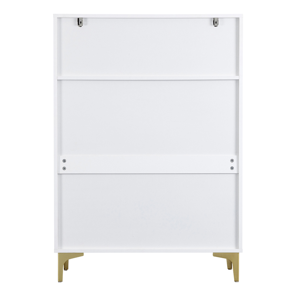 Merano Wooden Chest Of 5 Drawers in White and Gold