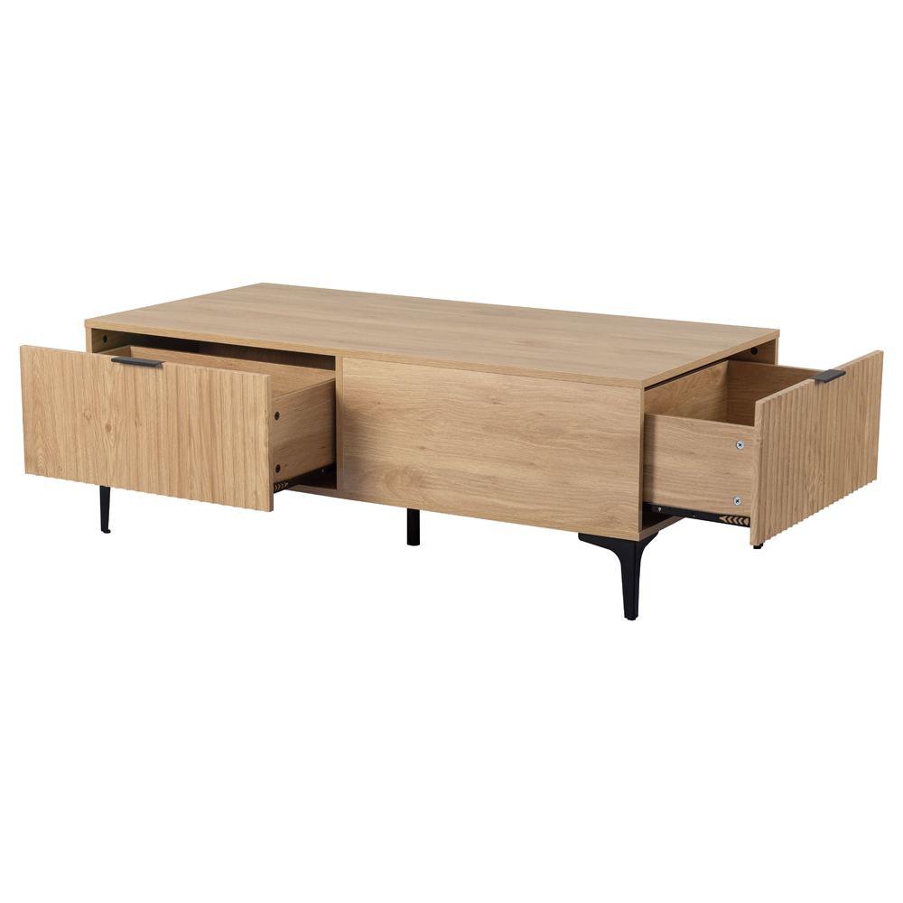 Merano Wooden Coffee Table with 2 Drawers in Oak and Black
