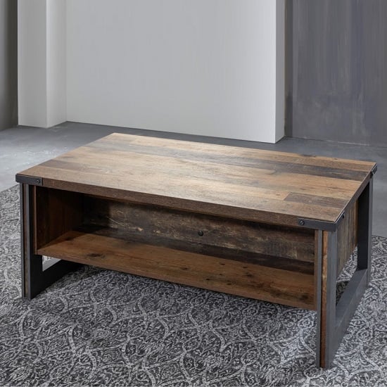 Merano Wooden Coffee Table In Old Wood With Matera Grey Legs_2