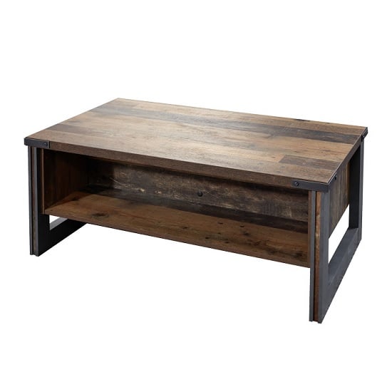 Merano Wooden Coffee Table In Old Wood With Matera Grey Legs_3