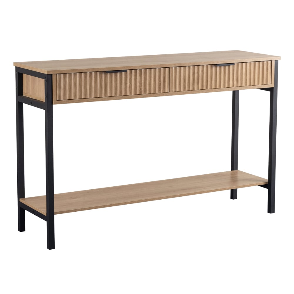 Merano Wooden Console Table with 2 Drawers in Oak and Black