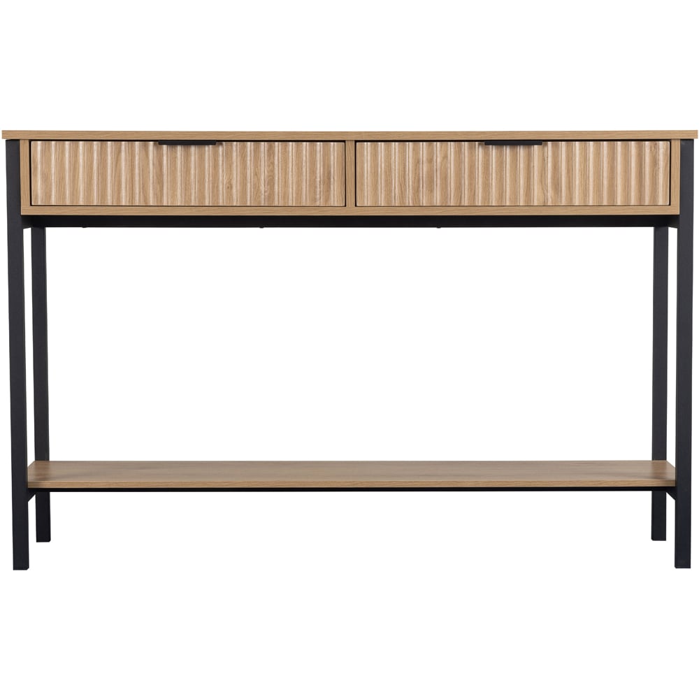 Merano Wooden Console Table with 2 Drawers in Oak and Black