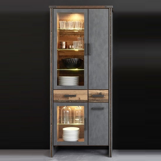 Read more about Merano wooden display cabinet in old wood with led lighting