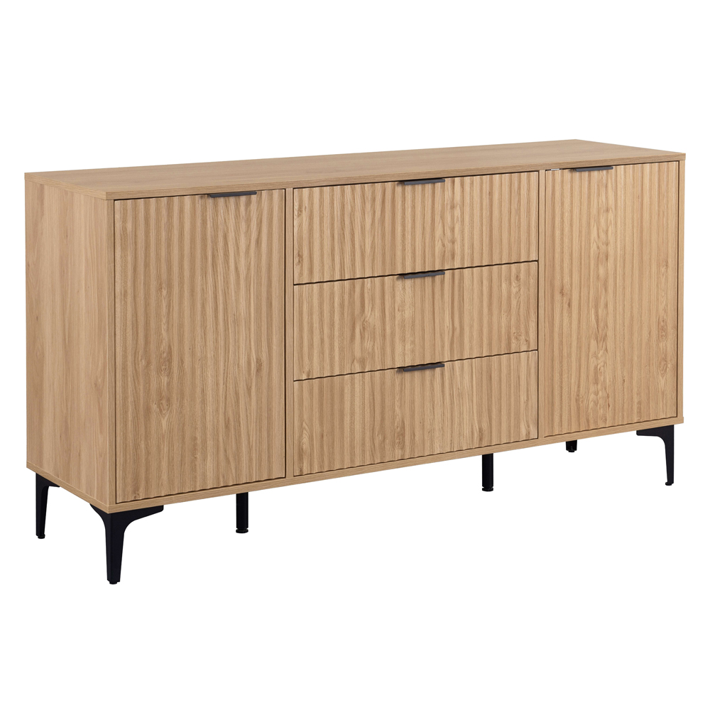 Merano Wooden Sideboard With 2 Doors 3 Drawers in Oak and Black