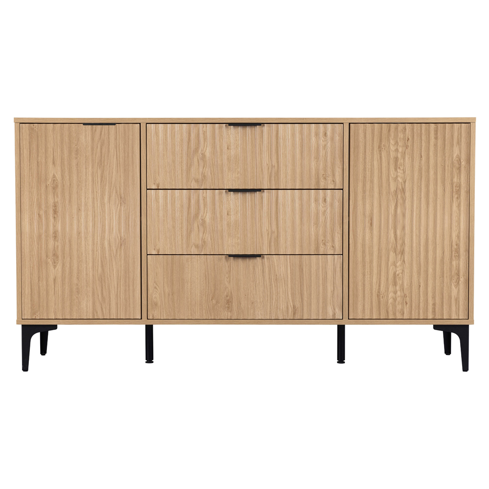 Merano Wooden Sideboard With 2 Doors 3 Drawers in Oak and Black
