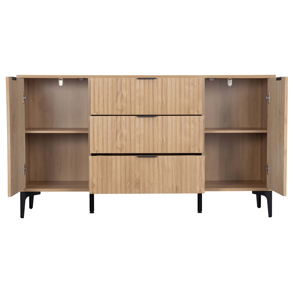 Merano Wooden Sideboard With 2 Doors 3 Drawers in Oak and Black