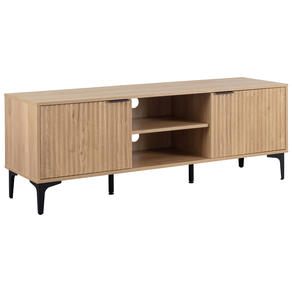 Merano Wooden TV Stand With 2 Doors in Oak and Black