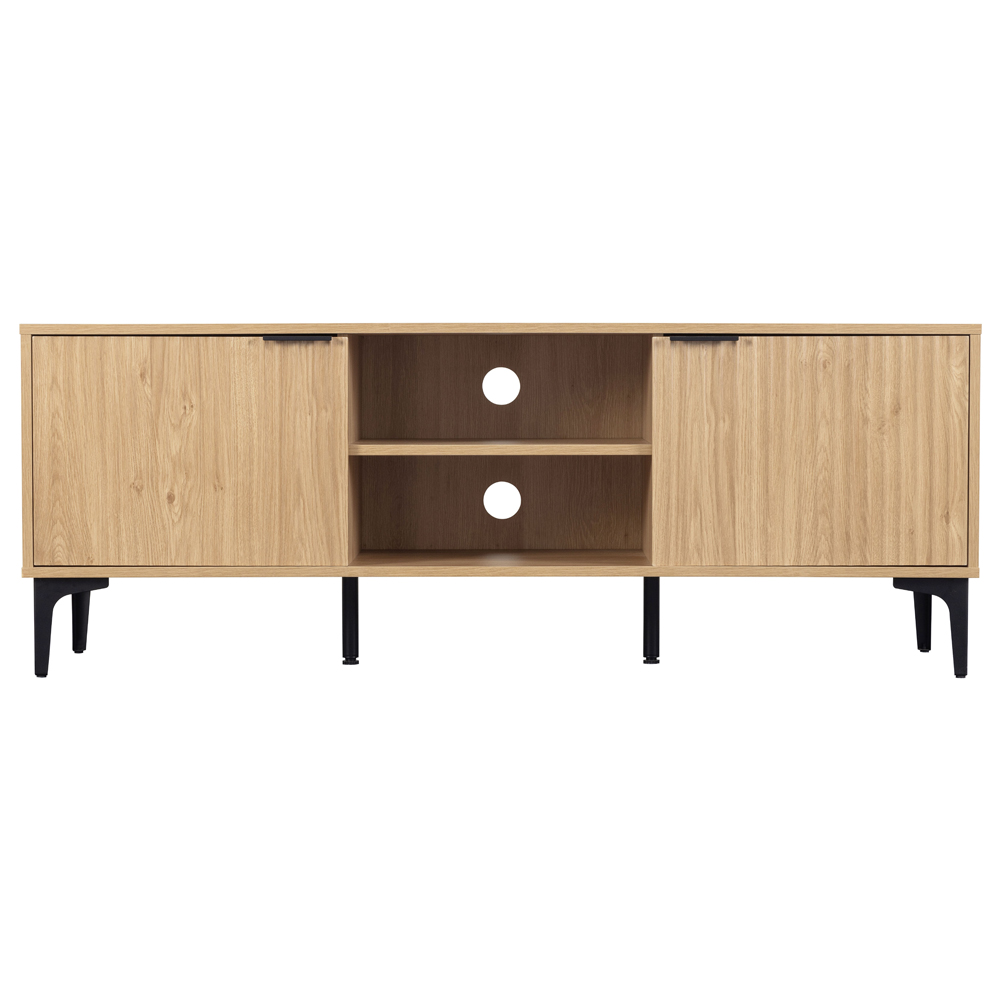 Merano Wooden TV Stand With 2 Doors in Oak and Black
