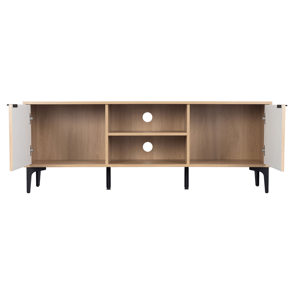 Merano Wooden TV Stand With 2 Doors in Oak and Black