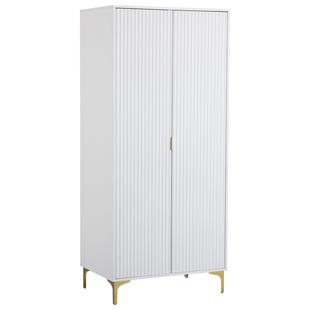 Merano Wooden Wardrobe with 2 Doors in White and Gold