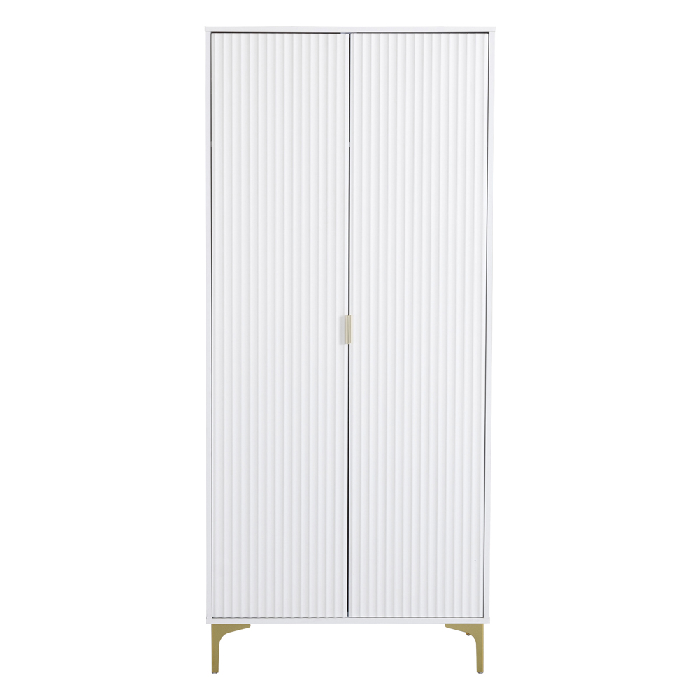 Merano Wooden Wardrobe with 2 Doors in White and Gold
