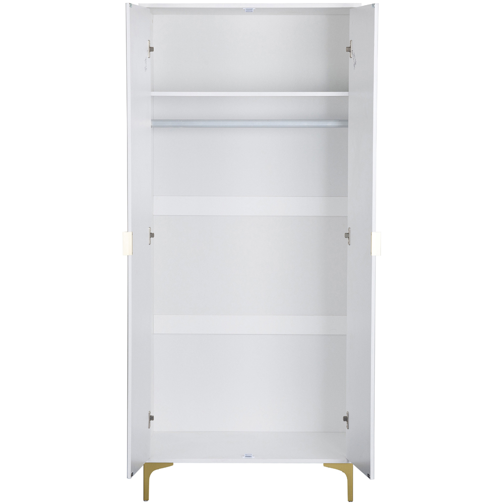 Merano Wooden Wardrobe with 2 Doors in White and Gold