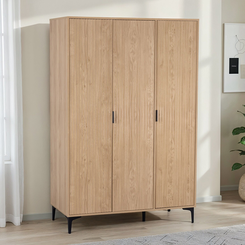 Merano Wooden Wardrobe with 3 Doors in Oak and Black