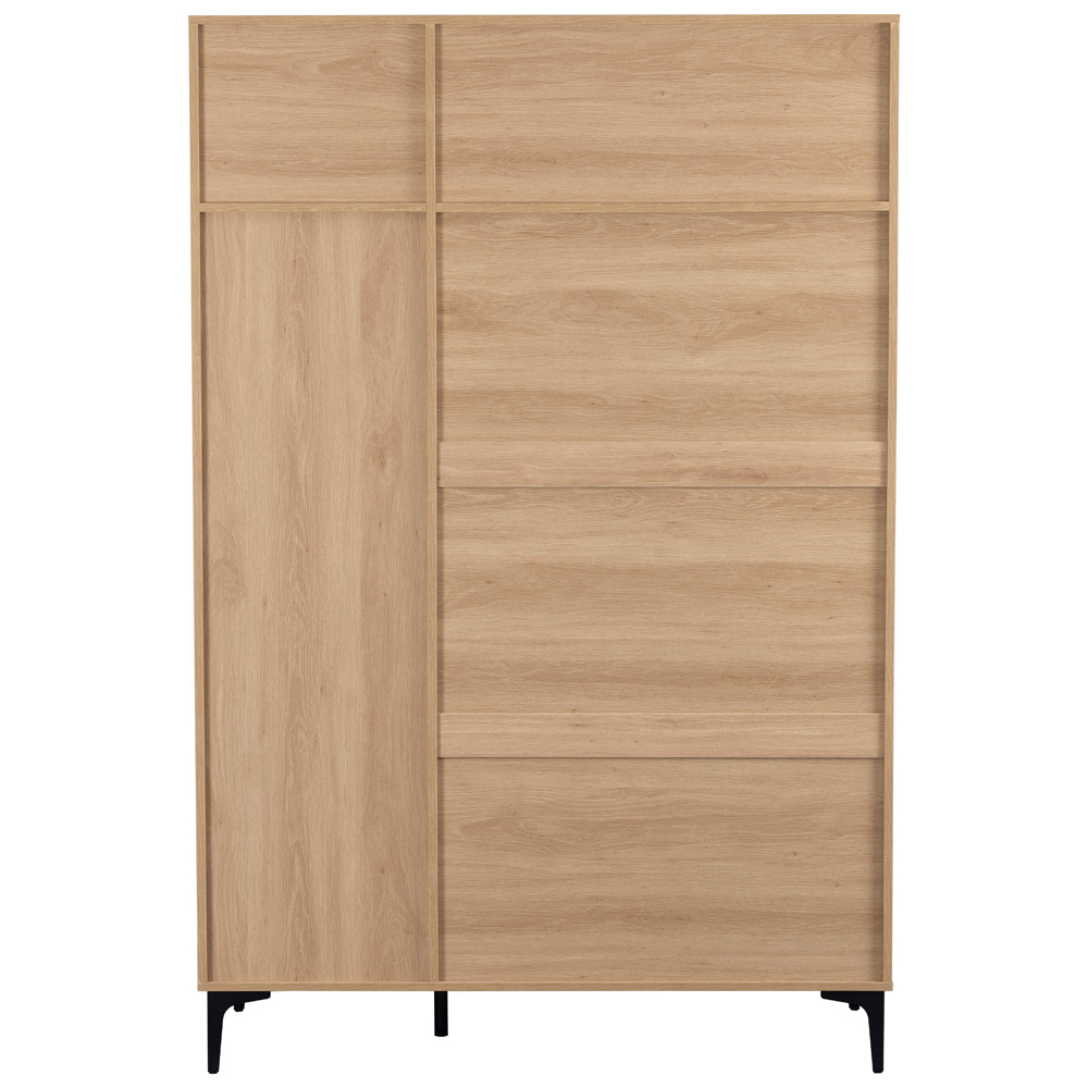 Merano Wooden Wardrobe with 3 Doors in Oak and Black