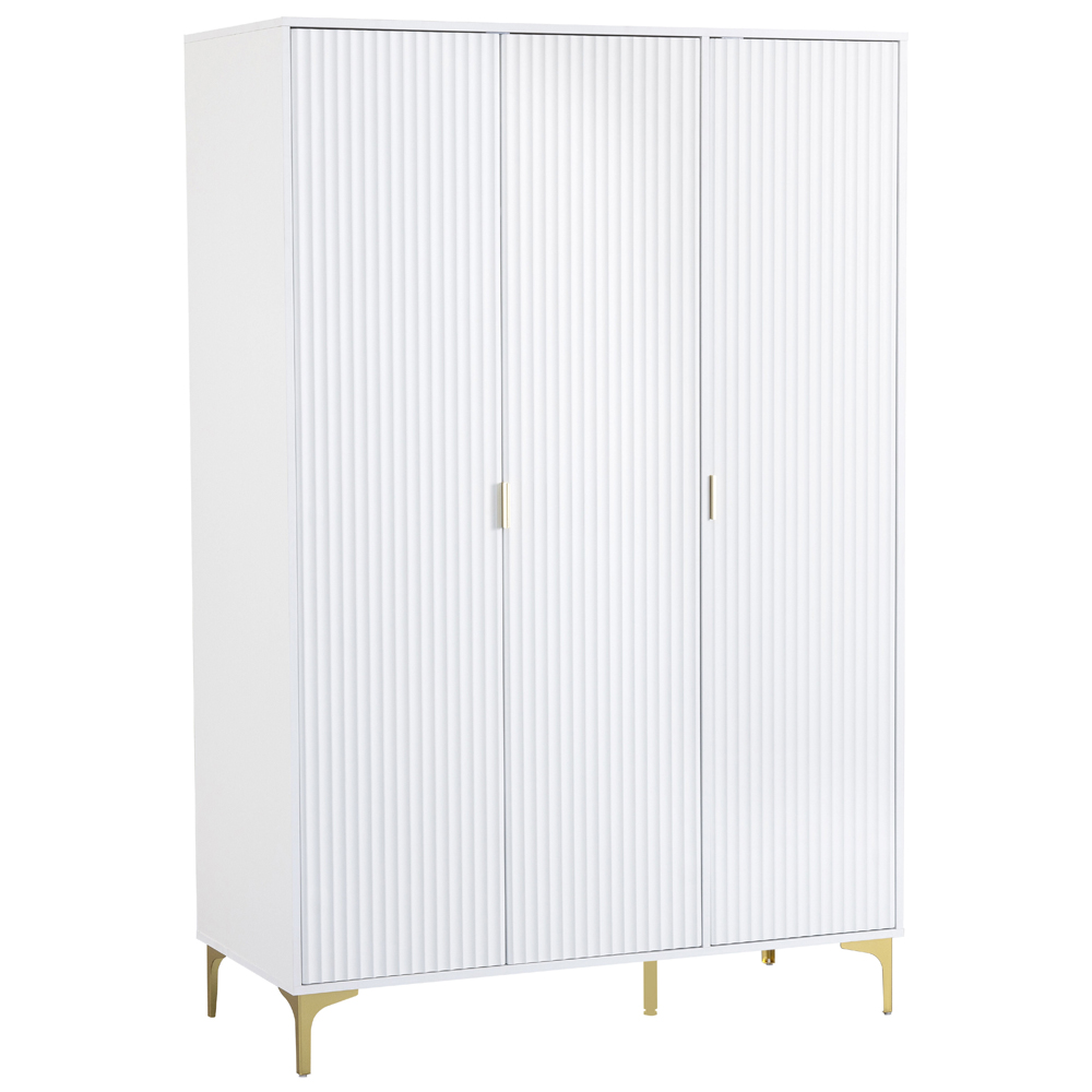 Merano Wooden Wardrobe with 3 Doors in White and Gold