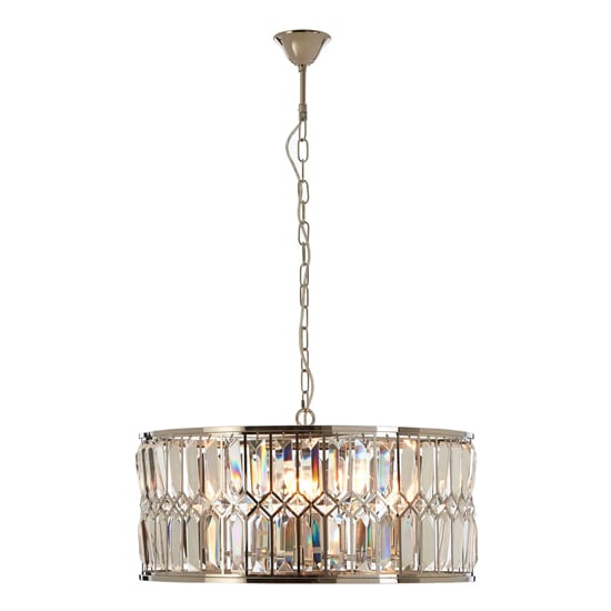 Product photograph of Merced Round Chandelier Ceiling Light In Nickel from Furniture in Fashion