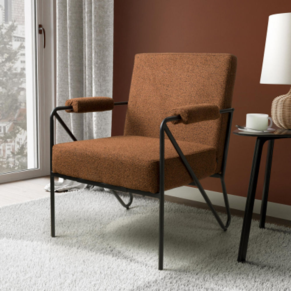 Mercer Fabric Bedroom Armchair in Burnt Orange