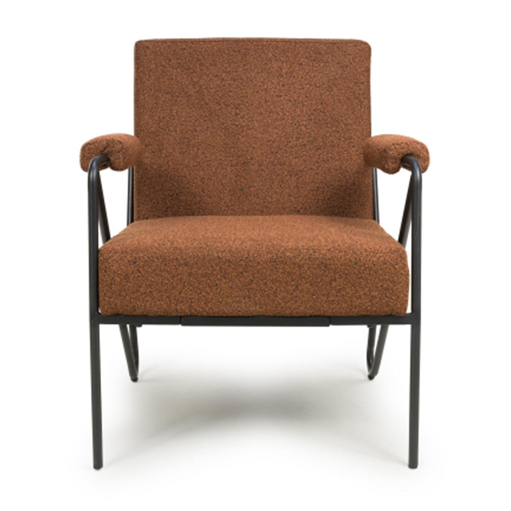 Mercer Fabric Bedroom Armchair in Burnt Orange