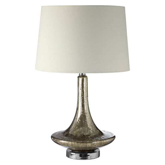 Mercuria White Fabric Shade Table Lamp With Champagne Base_1
