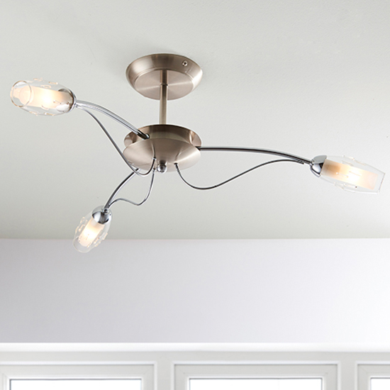 Read more about Mercury 3 lights glass semi flush ceiling light in satin chrome