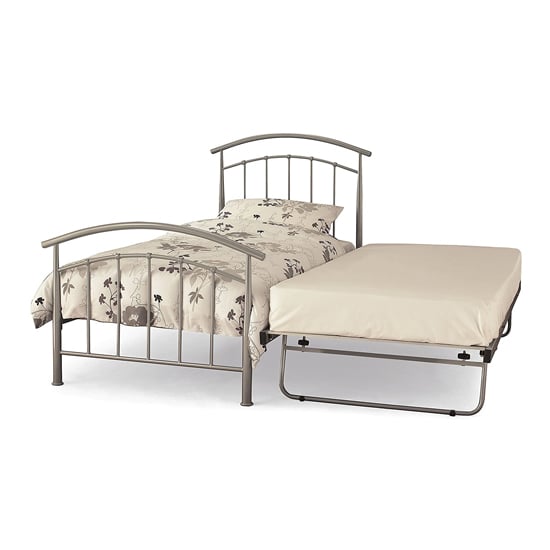 Mercury Metal Single Bed With Guest Bed In Silver_3