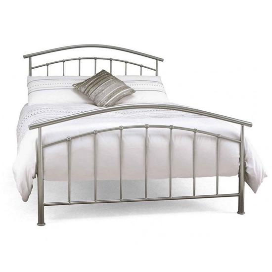 Photo of Mercury metal small double bed in pearl silver