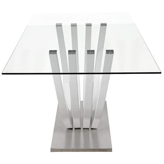 Merida Clear Glass Dining Table With White High Gloss Base_4