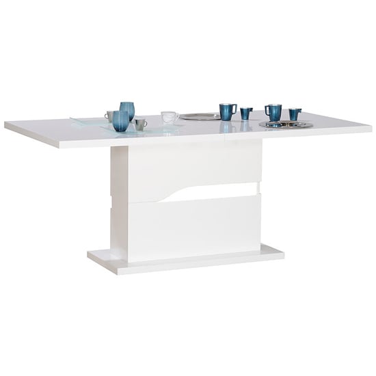 Merida Extending Wooden Dining Table In White High Gloss_1