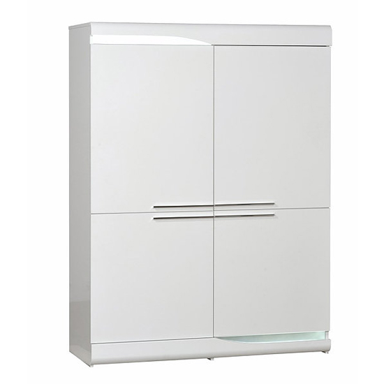 Merida LED Display Cabinet In White High Gloss With 4 Doors