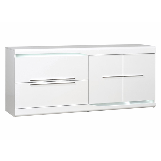 Merida LED Sideboard In White High Gloss With 2 Doors 2 Drawers_2